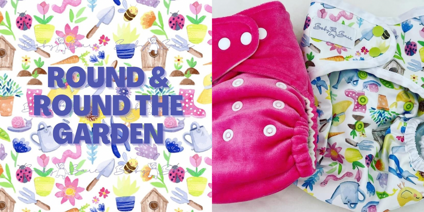Cloth nappies with a garden print