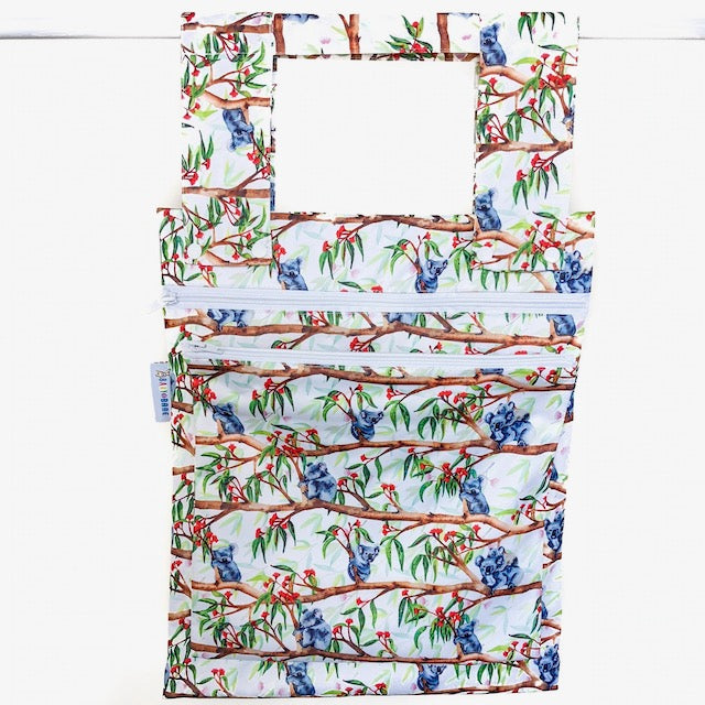 Double Wet Bag for cloth nappies in a koala print