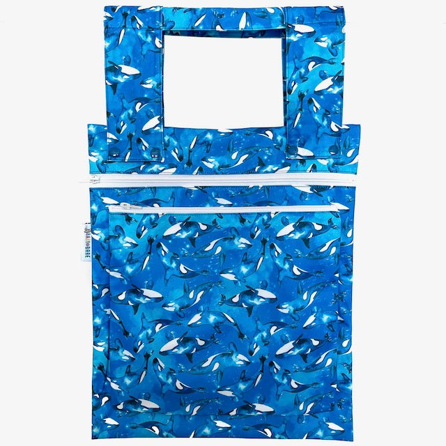 Double Wet Bag featuring orca whales