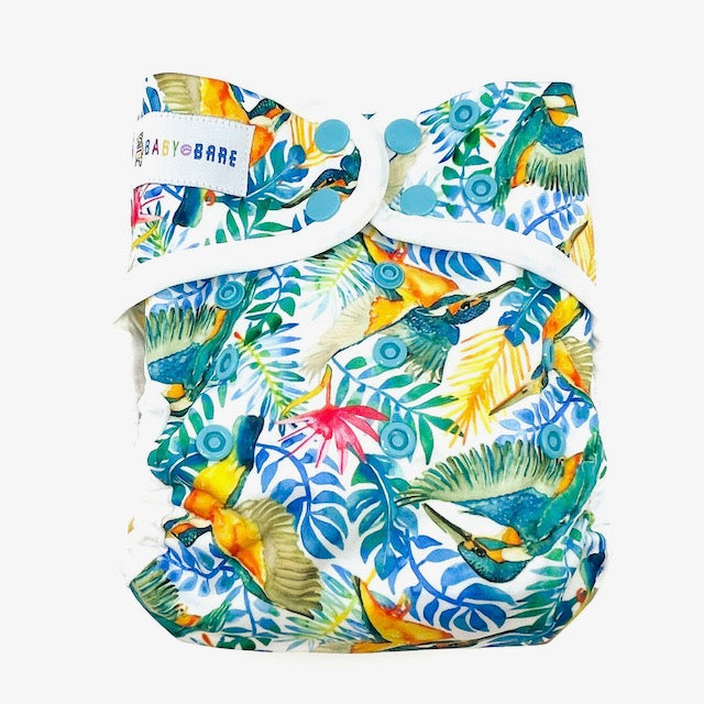 Cloth Nappy Wrap Cover in a kingfisher print