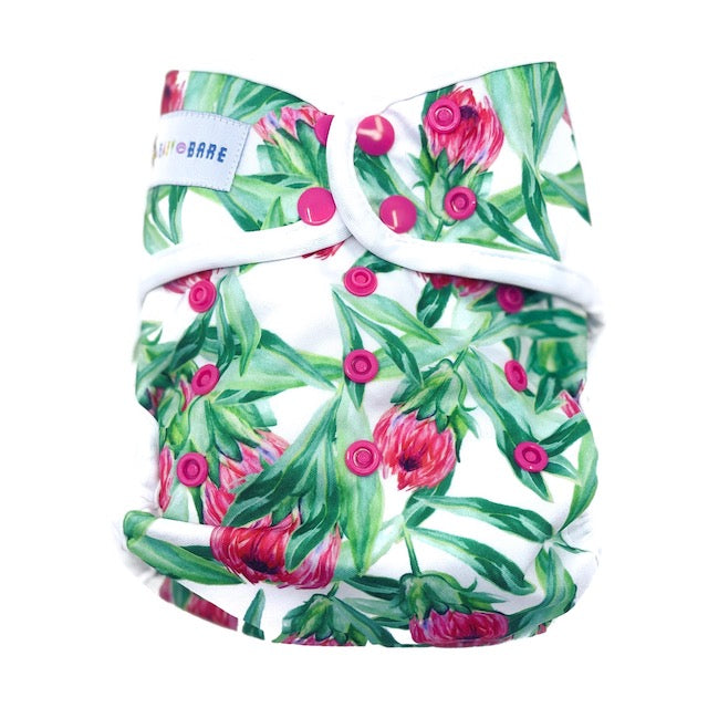 Cloth Nappy Wrap Cover in a pink floral print