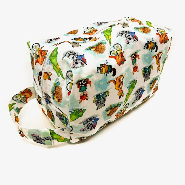 Pod Wet Bag for nappies featuring an Australian Animal Print