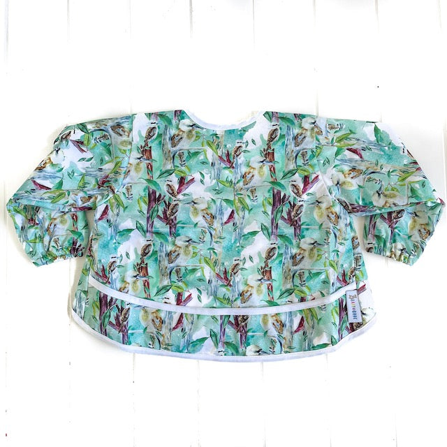 Baby Smock featuring a kookaburra print