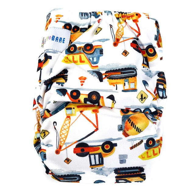Teddy Side Snapping Nappy featuring a Diggers Print