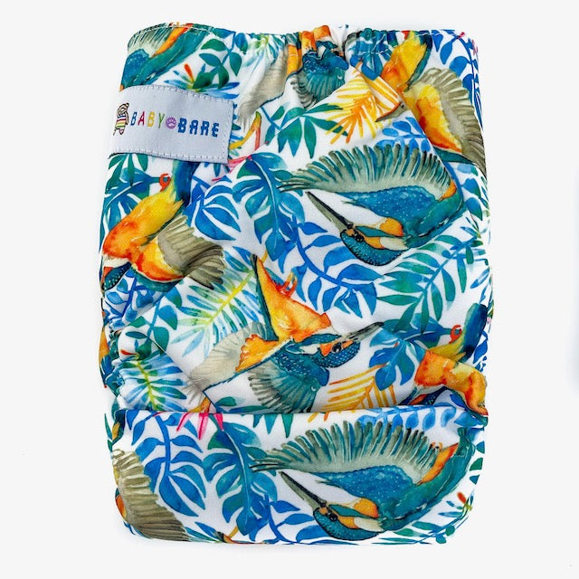 Teddy Side Snapping Nappy featuring a Kingfishers print