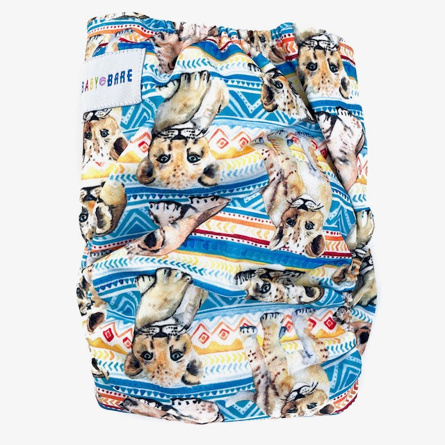 Teddy Side Snapping Nappy featuring a Lion Cub Print