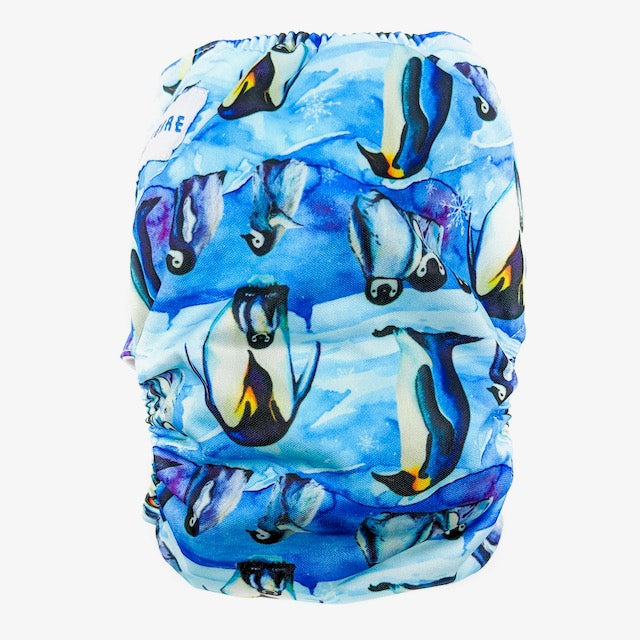Teddy Side Snapping Nappy featuring an Emperor Penguin Print