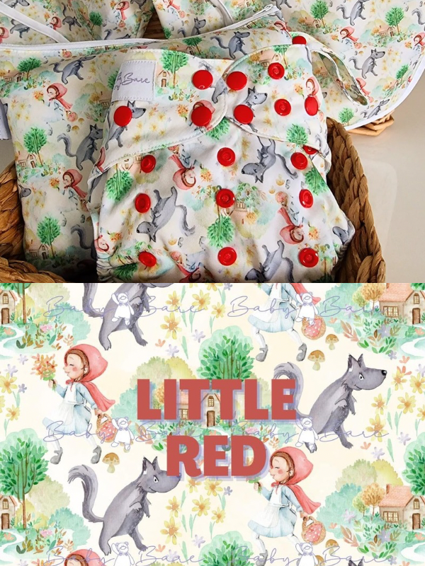 Nursery rhyme cloth nappies, bib & smock