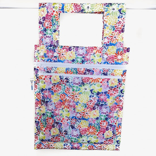 Double Wet Bag for cloth nappies in a floral print
