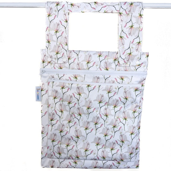 Double Wet Bag for cloth nappies in a floral print