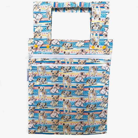 Double Wet Bag featuring lion cubs and tribal patterns