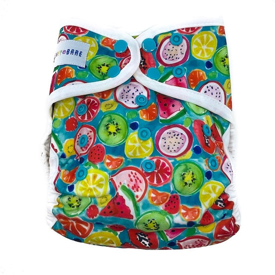Cloth Nappy Wrap Cover in a fruit print