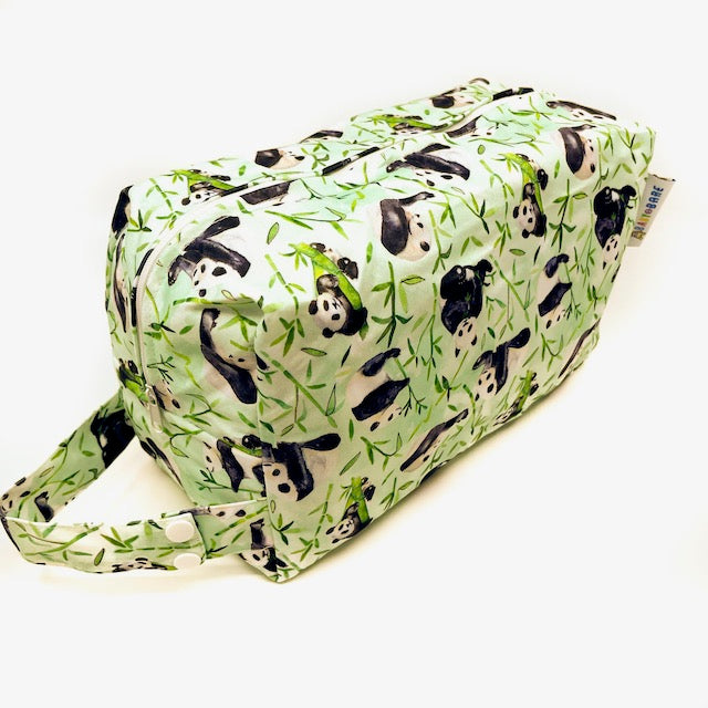 Pod Wet Bag for nappies featuring a Panda Print
