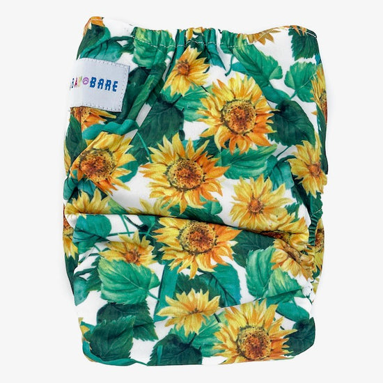 Teddy Side Snapping Nappy featuring a Sunflowers Print